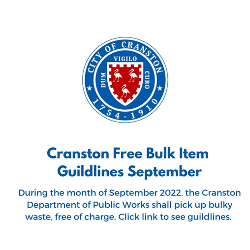 Cranston Free Bulk Pick-Up Guildlines For September